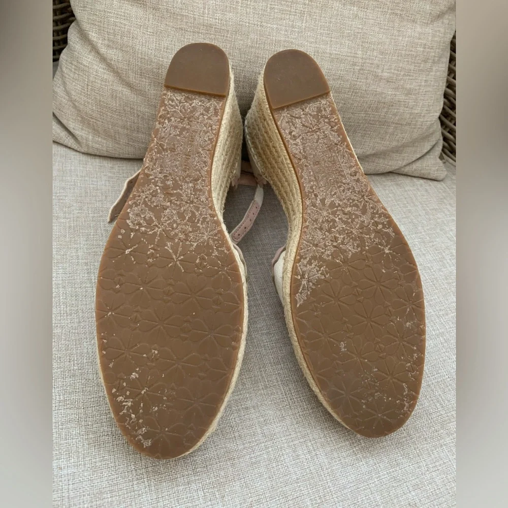 kate spade Pink and Cream Espadrille Wedge Sandals